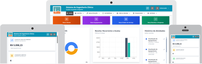 AppSysbiomedic rodando em desktop, tablet e smartphone